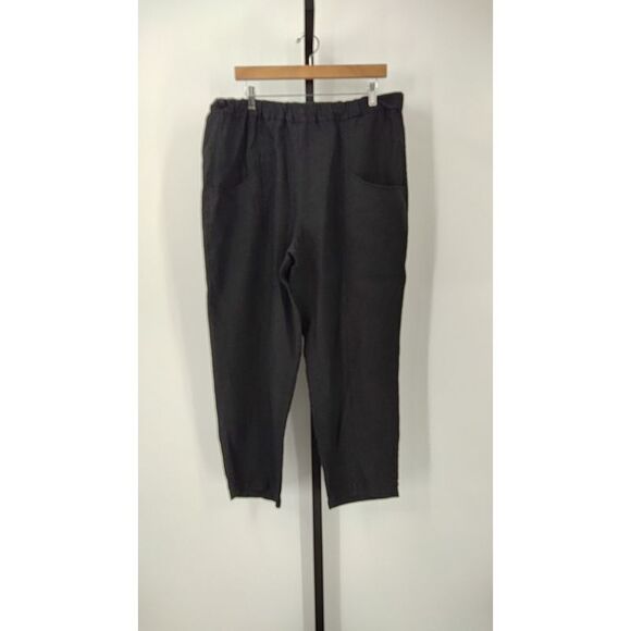 Quince Women 100% European Linen Tapered Ankle Pants Black XL - Picture 2 of 3